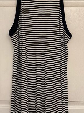 Old Navy Black & White Striped High Neck Sleeveless Swing Dress